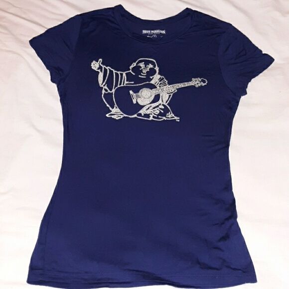 True Religion Bling Rhinestone Crystal SS Shirt Sm‎ - Picture 1 of 4